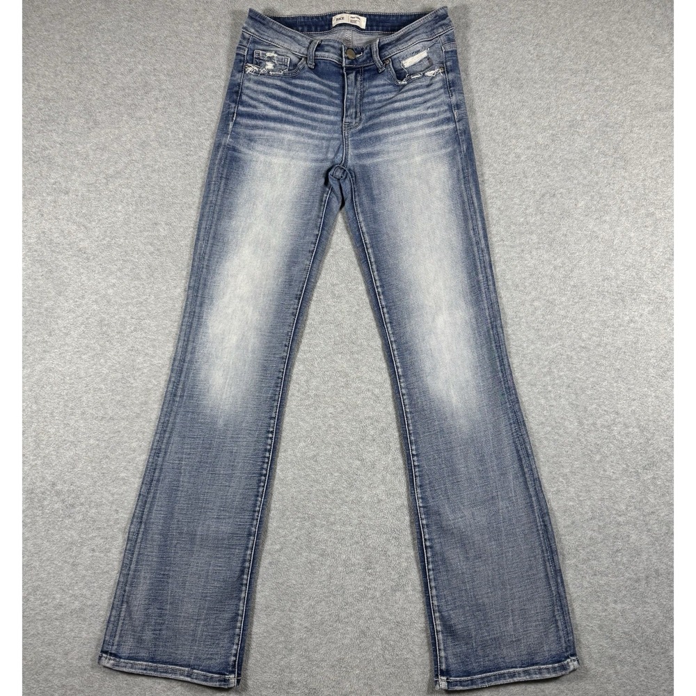 BKE Payton Jeans 27x33.5 Blue Mid Rise Bootcut Distressed Stretch Denim